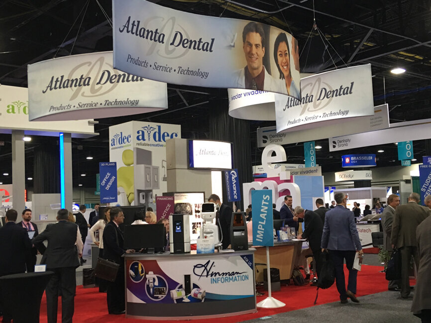 A bustling exhibit hall.