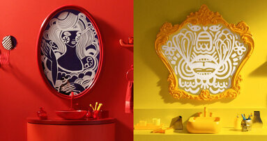 Leilão beneficente conta com obras de arte pintadas em espelhos com escova e pasta de dente