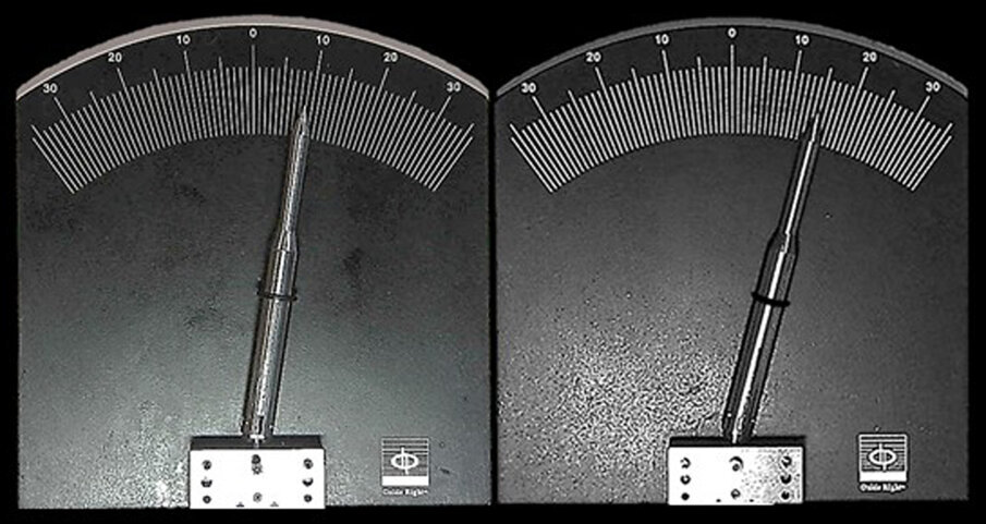 Figs. 7a & b: A 1 mm offset post was bent to 9° for the central incisor site (a) and a 1 mm offset post was bent to 15° for the canine site (b).