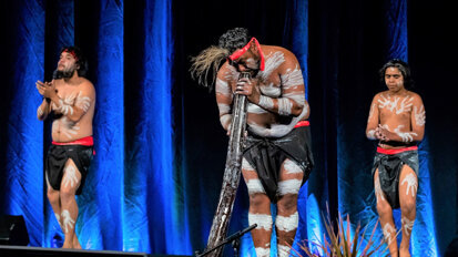 Members of the local indigenous community provided a welcome-to-the-country ceremony. (Photograph: IFDH)