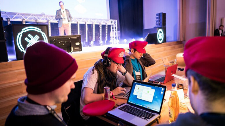 Hackers hard at work. 