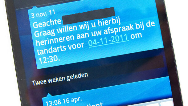 Herinnerings-sms verhoogt opkomstpercentage bij tandarts