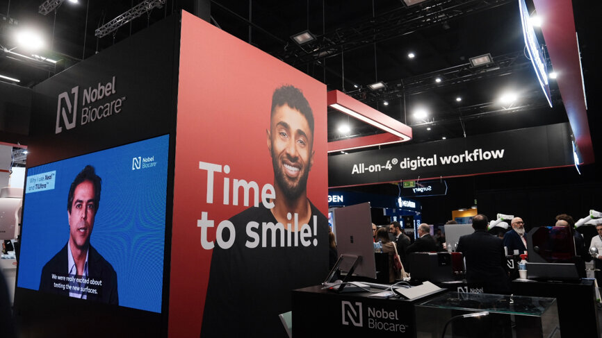 The aesthetically polished booth from leading Swiss dental implant manufacturer, Nobel Biocare.