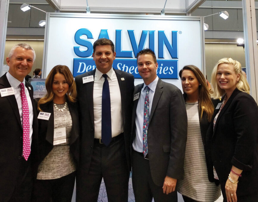 From left: William Simmons, Angela Watson, Greg Slayton, Jon Rutkowski, Kelly Pignataro and Sabrina Palmer stand ready to help you at the Salvin Dental booth.