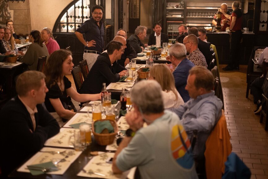 Friends were easy to come by at U Fleků brewery, with lively entertainment and great food to add to the mood.