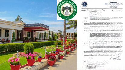 Quetta College of Dentistry granted recognition for 50 BDS admissions annually