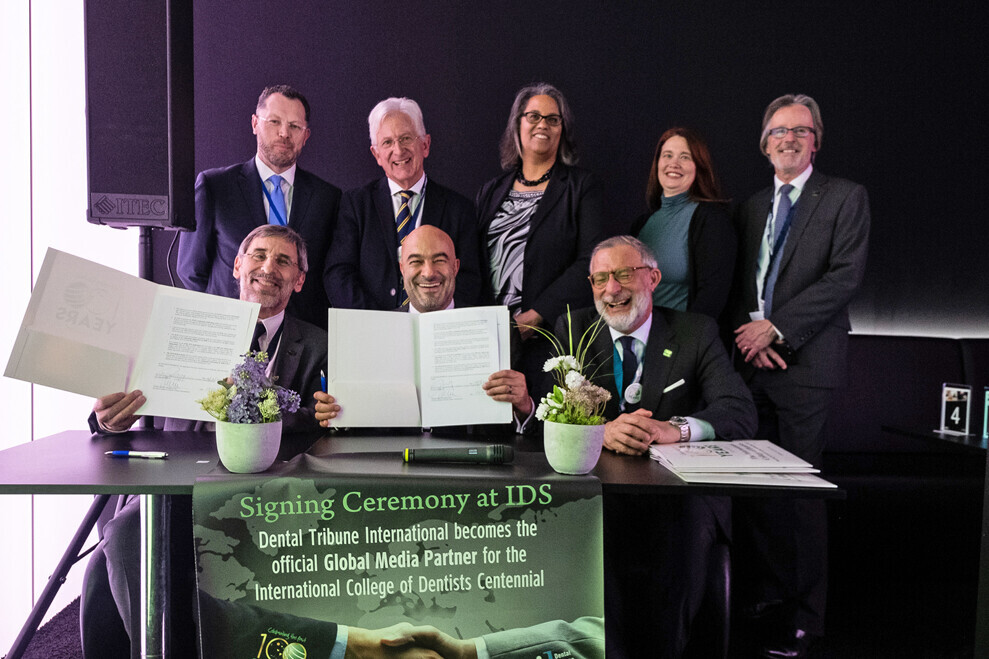The ICD and DTI signed their media partnership at the International Dental Show in Cologne in 2019. (Image: Tom Carvalho) 