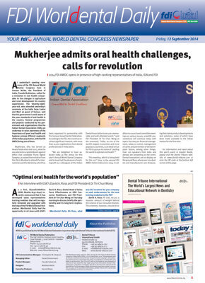 World Dental Daily New Delhi, 12 September 2014 World Dental Daily New Delhi, 12 September 2014