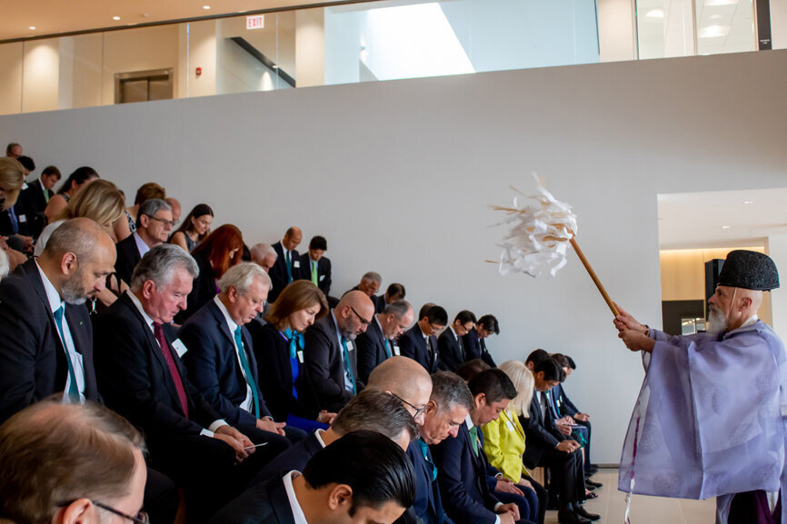 A traditional Shinto ceremony for blessing and purification is held at the new GC America facility. (Photo: GC America)