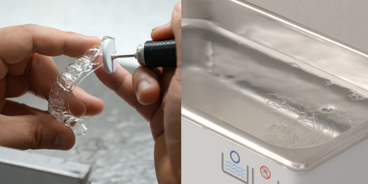 Fig. 7h: Polishing and cleaning in an ultrasonic bath.