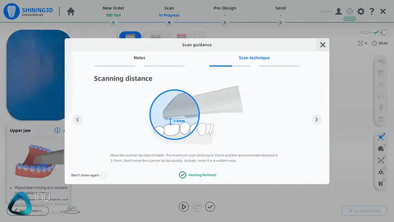 Fig. 21: Scanning tips and tricks pop up throughout the workflow.