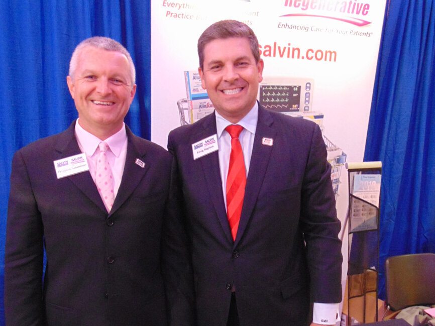 William Simmons, left, and Greg Slayton of Salvin Dental Specialties. (Photo: Fred Michmershuizen/DTA)