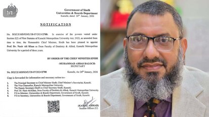 Senior dental academic Prof. Nasir Ali Khan appointed as Dean of Dentisry at KMU