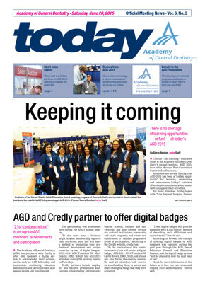 today AGD Annual Meeting & Exhibits San Francisco June 20, 2015 today AGD Annual Meeting & Exhibits San Francisco June 20, 2015