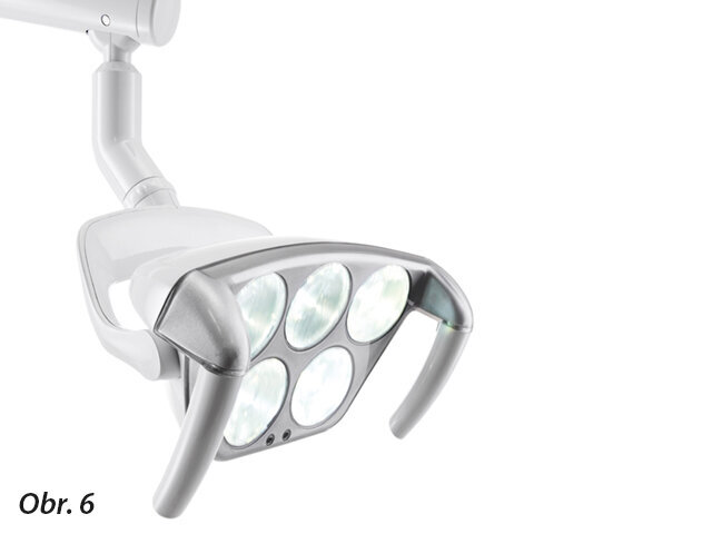 Příklad OP lampy s LED světelným zdrojem umožňujícím mj. práci s fotokompozitními materiály prostřednictvím změny teploty chromatičnosti a intenzity osvětlení