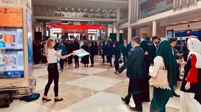 At AEEDC Dubai, copies of the today newspaper can be picked up in the main foyer. (Photograph: DTI)