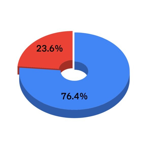 Fig. 6: Responses to the question “Do you find the neck position to be a problem during longer appointments (for example, surgery)?”: red = no; blue = yes.