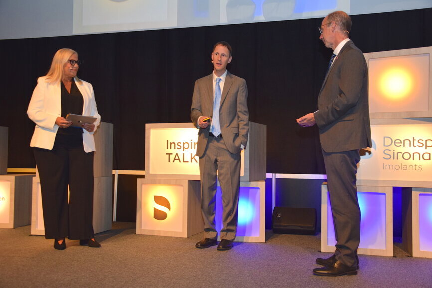 Corporate moderator Charlotte Almgren, speaker Dr Mark Ludlow, and scientific moderator Lyndon Cooper (from left) answered the audience’s questions after Ludlow’s speech. (Photograph: Monique Mehler, DTI)