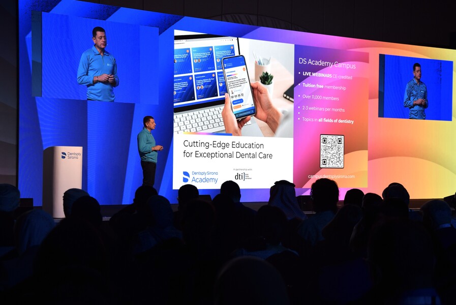 During the opening ceremony, Kirill Levin highlighted the role of the Dentsply Sirona Academy campus as a digital extension of in-person education. (Image: Dental Tribune International)
