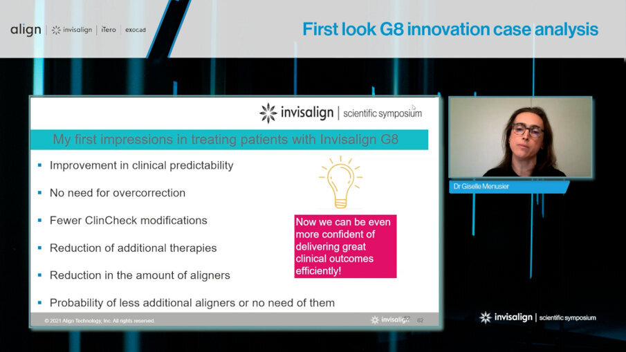 In her talk, Dr Giselle Menusier from Brazil shared her first impressions in treating patients with Invisalign G8. (Image: Align Technology)