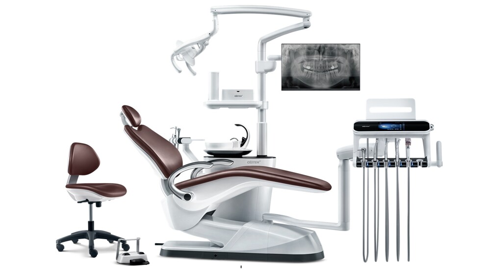 The K5 dental unit chair from Osstem Implant features a slim backrest design and ergonomic configuration intended to enhance clinical efficiency and practitioner comfort.