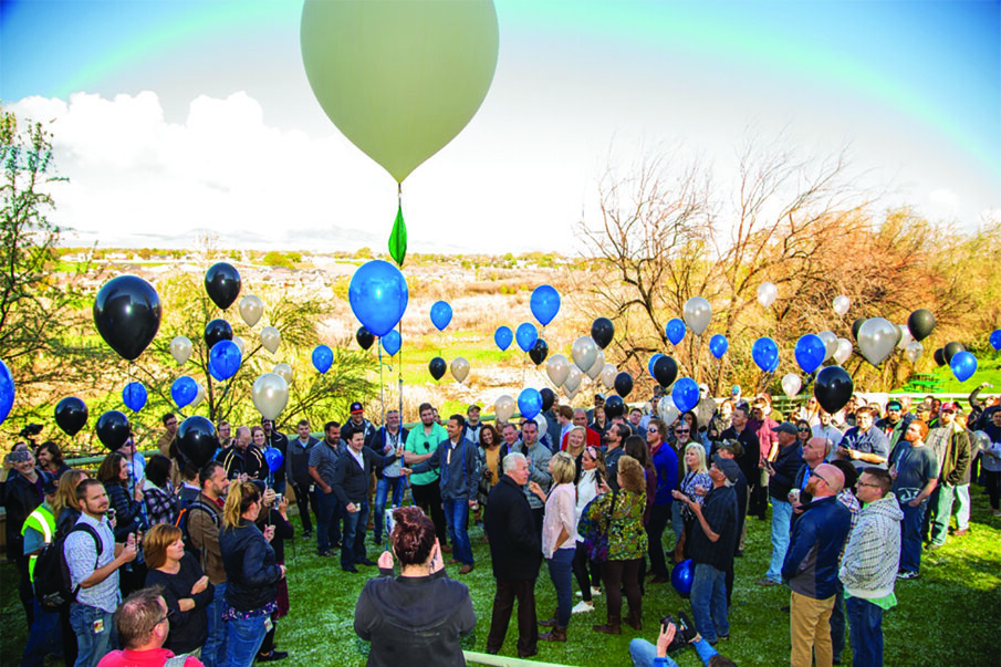 Moments prior to liftoff on Ultradent's lawn