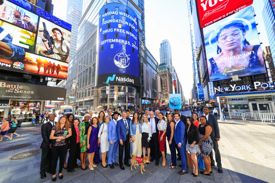 Dr. Bernard Fialkoff rings NASDAQ opening bell on Sept. 15, 2017.  (Photo: © Copyright 2016, Nasdaq and available for re-publication by the news media only. Any commercial use is strictly prohibited without the prior written consent of The Nasdaq Stock Market, Inc.)