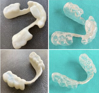 Fig. 12_Dispositivi realizzati in materiale bianco o trasparente per la stampa 3D (tecnica additiva).