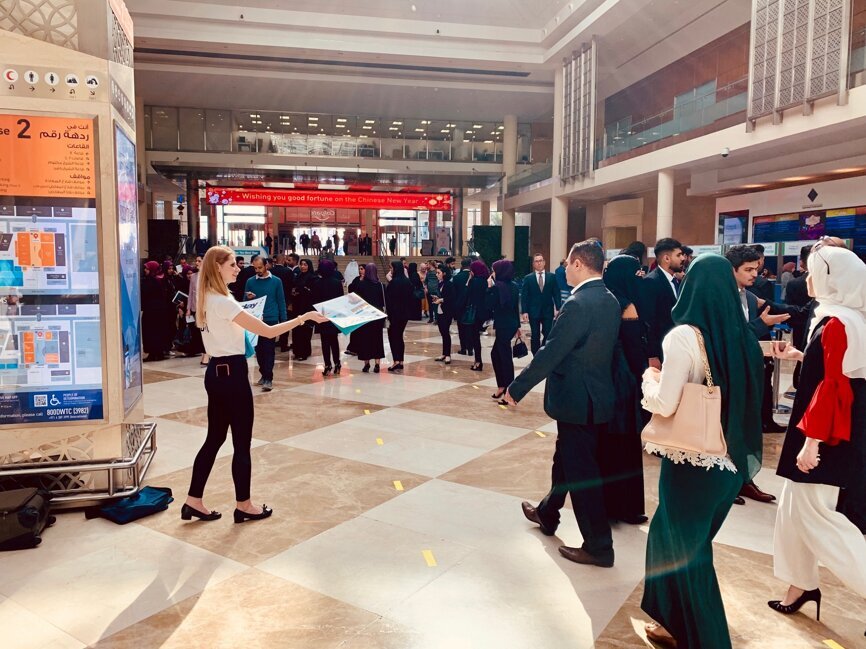At AEEDC Dubai, copies of the today newspaper can be picked up in the main foyer. (Photograph: DTI)