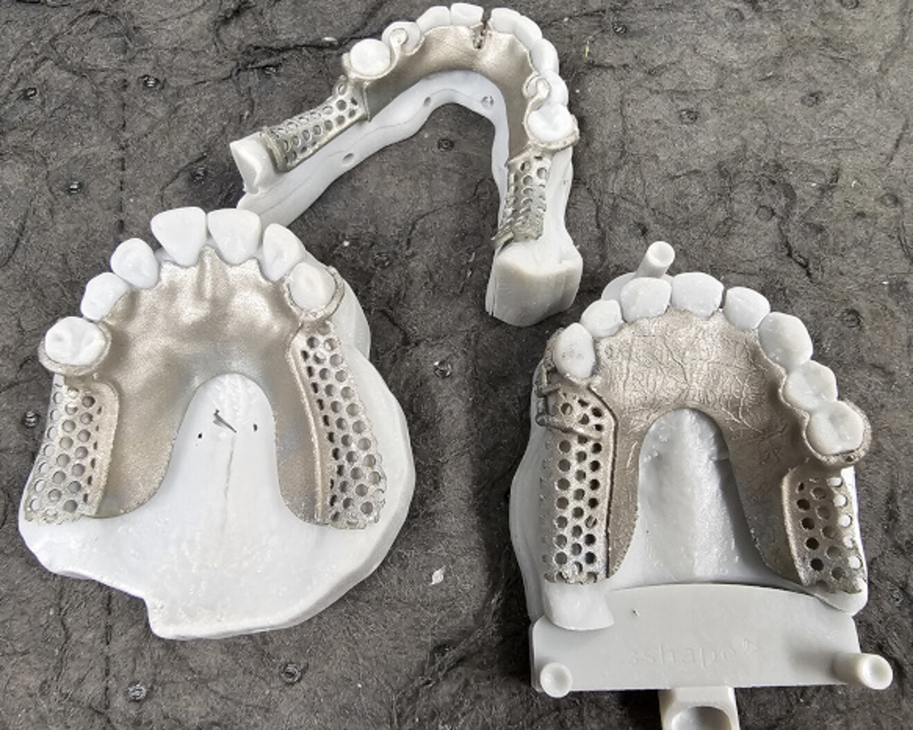 3D-printed metal frameworks on the models.