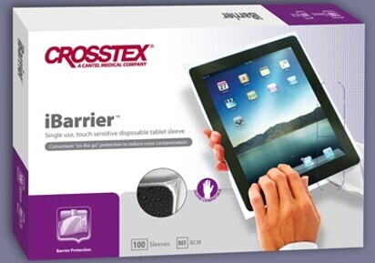 iBarrier single use, touch sensitive tablet sleeve from Crosstex