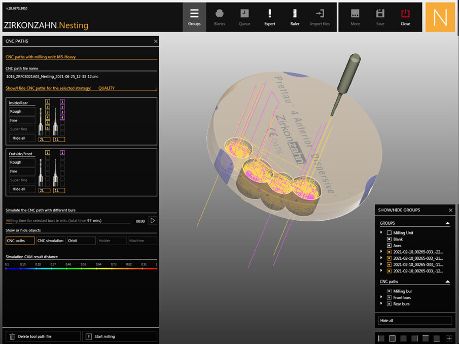 Fig. 5: Milling bur path in the zirconia disc.