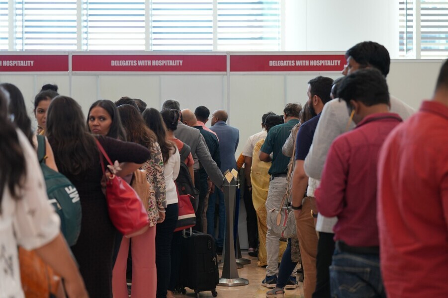 Huge crowd at the registration counter