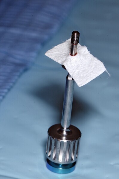 Fig. 20 : Mise en place d’une membrane de collagène et suture. 