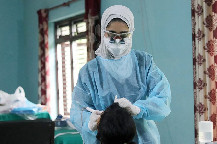 Dental students during the examination