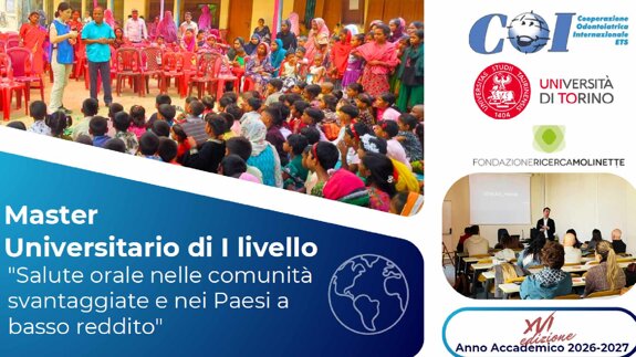 Al via le iscrizioni al XVI Master in Salute orale nelle comunità svantaggiate e nei Paesi poveri