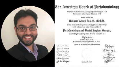 Dr. Hussain Arbab becomes diplomate of American Board of Periodontology