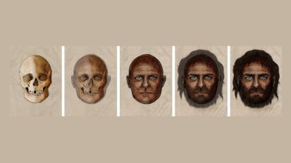 Portrait d'un homme du mésolithique reconstitué à partir d'une de ses dents