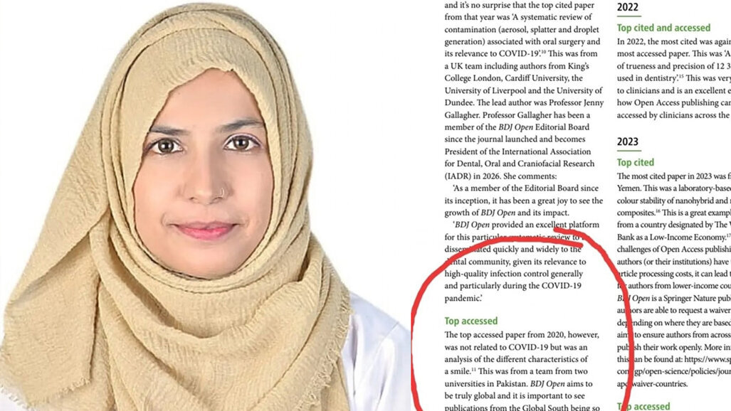 Pakistan’s Dr. Mehvish Khan Honored for Most Cited Dental Study