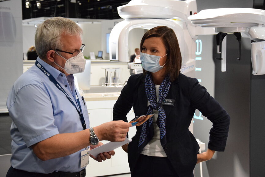 Acteon booth at IDS 2021. (Image: Dental Tribune International) 