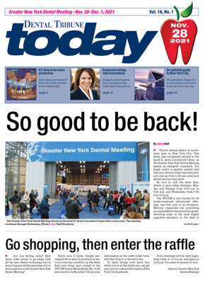 today Greater New York Dental Meeting Nov. 28, 2021