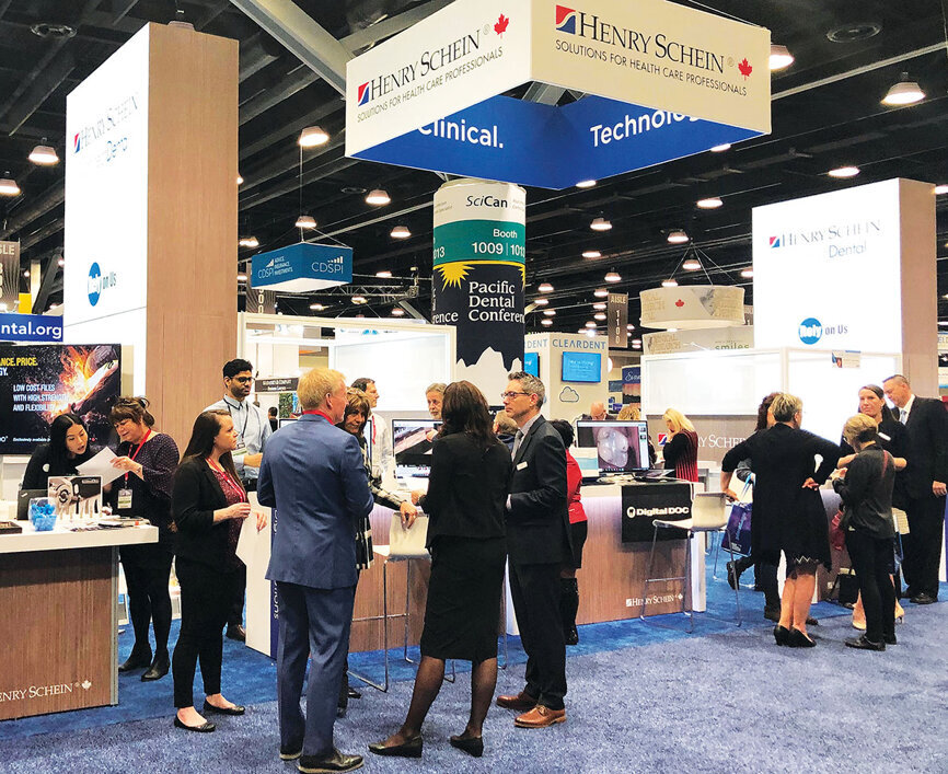 The Henry Schein booth always has a commanding presence in the Pacific Dental Conference exhibit hall.