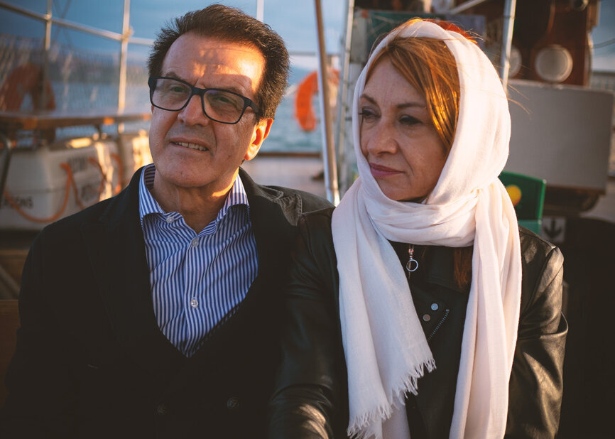 Dental Tribune Italy’s Managing Editor Patrizia Gatto (right) and her husband Gian Carlo Marrocu. (Photograph: Tom Carvalho, DTI)