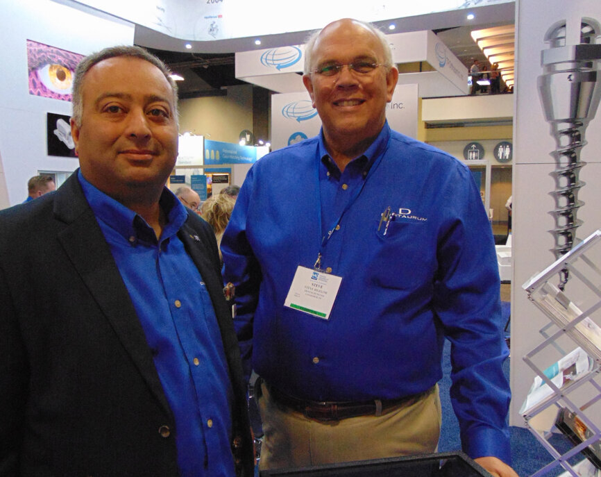 Sourena Ghandehari, left, and Steve Bigelow of Dentaurum USA.