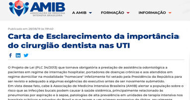 Médicos de cuidados intensivos apoyan la Odontología Hospitalaria