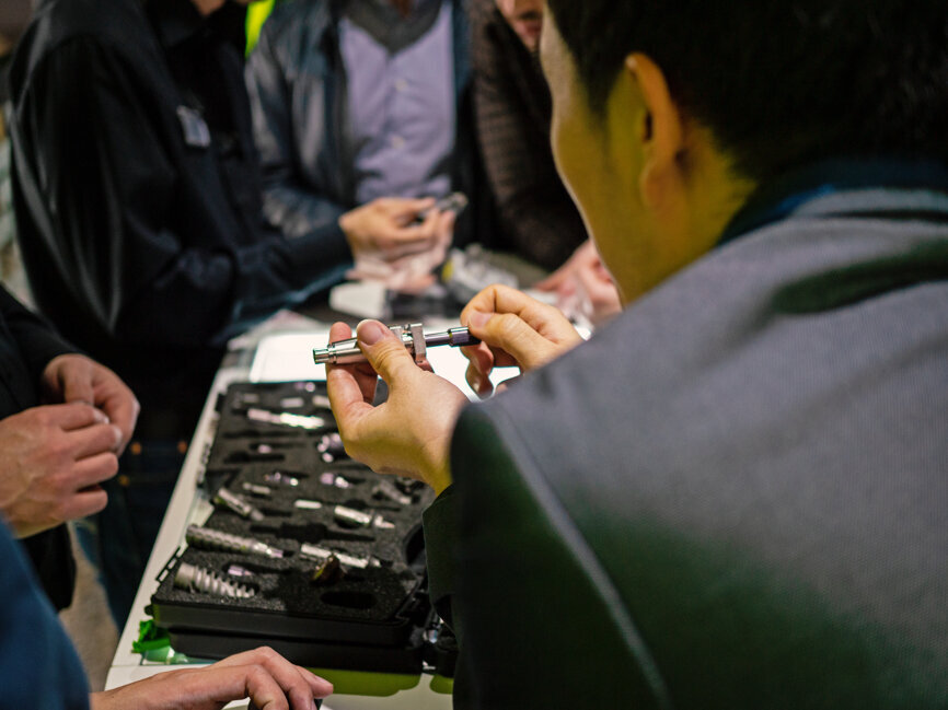 Straumann presenting products. (Photograph: Tom Carvaho) 