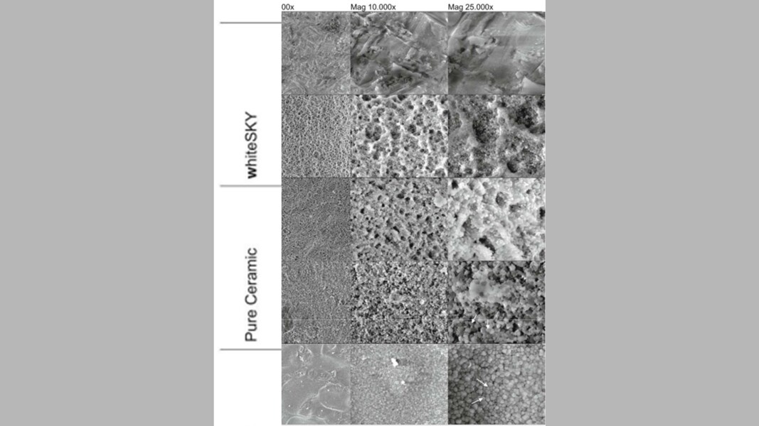  Fig. 2 - Diverse superfici implantari Y-TZP ottenute grazie  alle diverse lavorazioni.