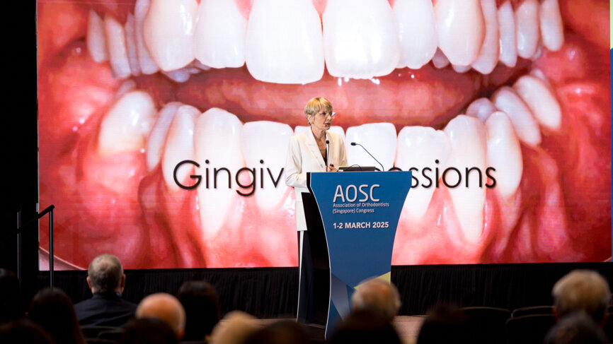 Keynote speaker Dr Ute Schneider-Moser presenting an engaging lecture titled “Can aligners outperform braces?”