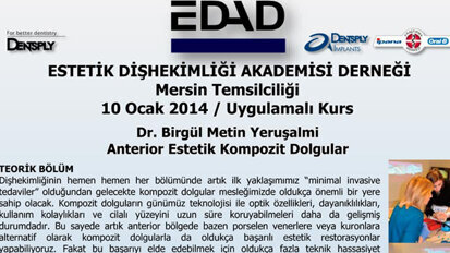 EDAD’dan Estetik Kompozit Dolgu Kursu