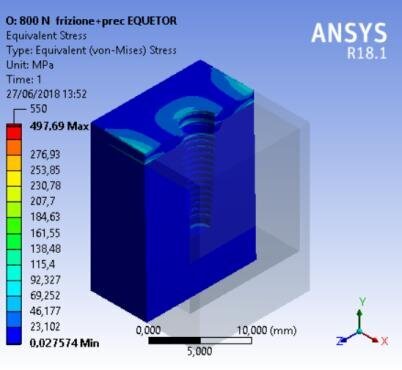 Fig. 11c - Von Mises results, OT Equator prosthesis.
